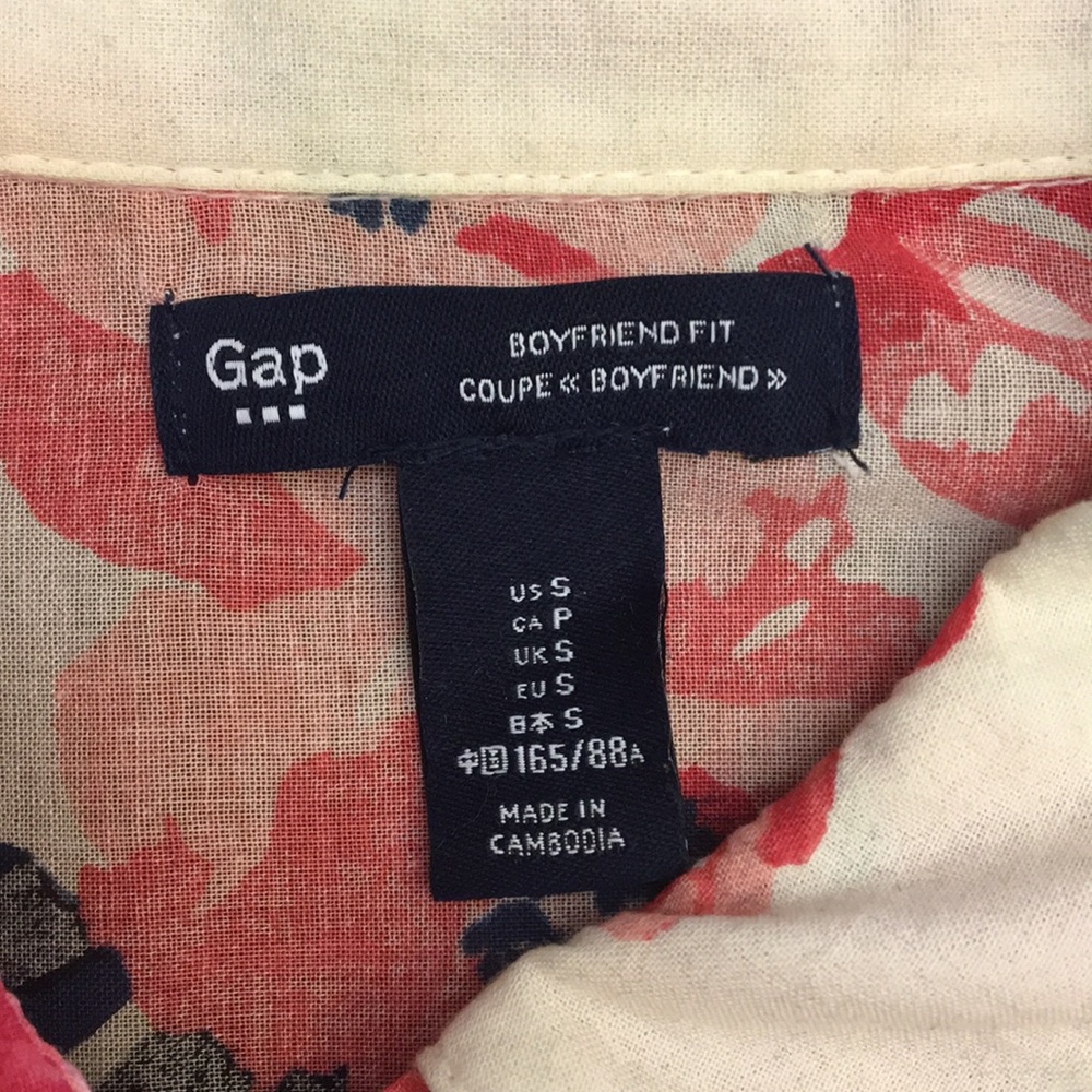 GAP Floral Button Down Shirt - Pink and Blue - Picture 3 of 3